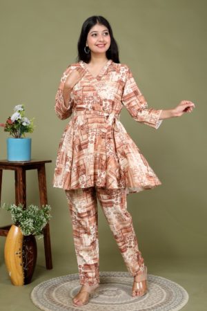 fabric-imported-co-ord-set-in-brown-color