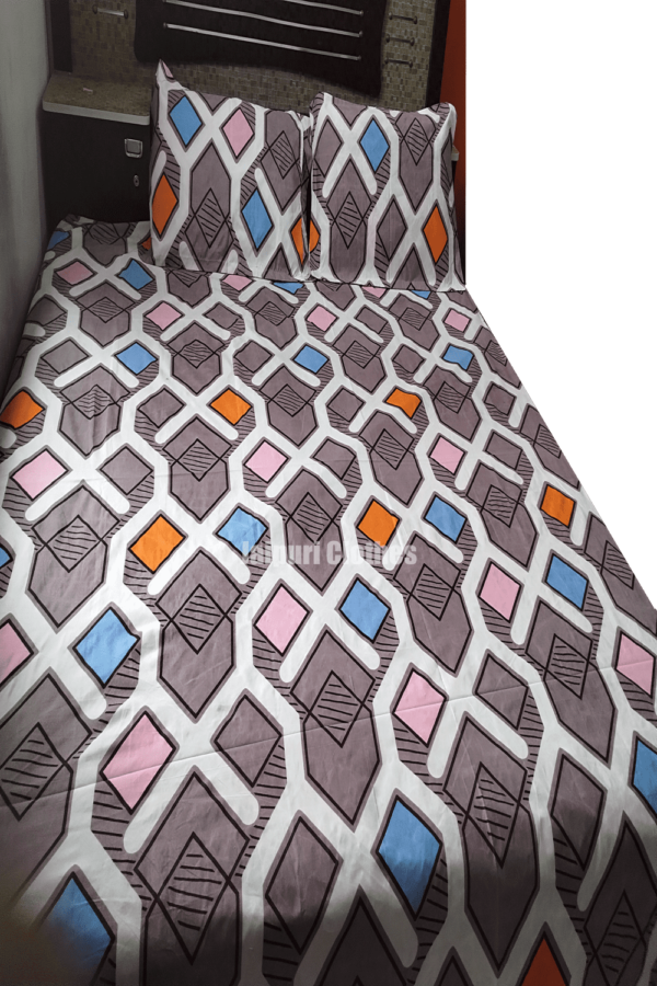 multi color check pattern double bed sheet